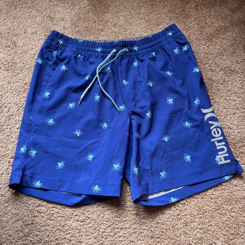🖤5/$20 NWOT Hurley Blue Swim Shorts with Turtle Print - Picture 2 of 7